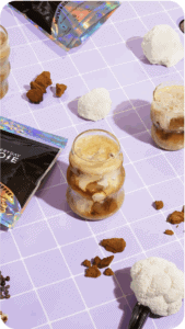 mushroom coffee with mushrooms around it