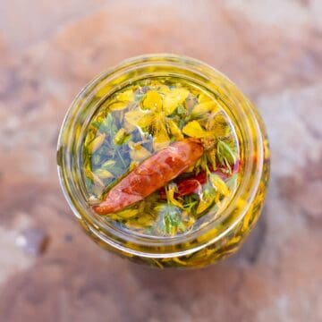 St. John's Wort oil in a jar.