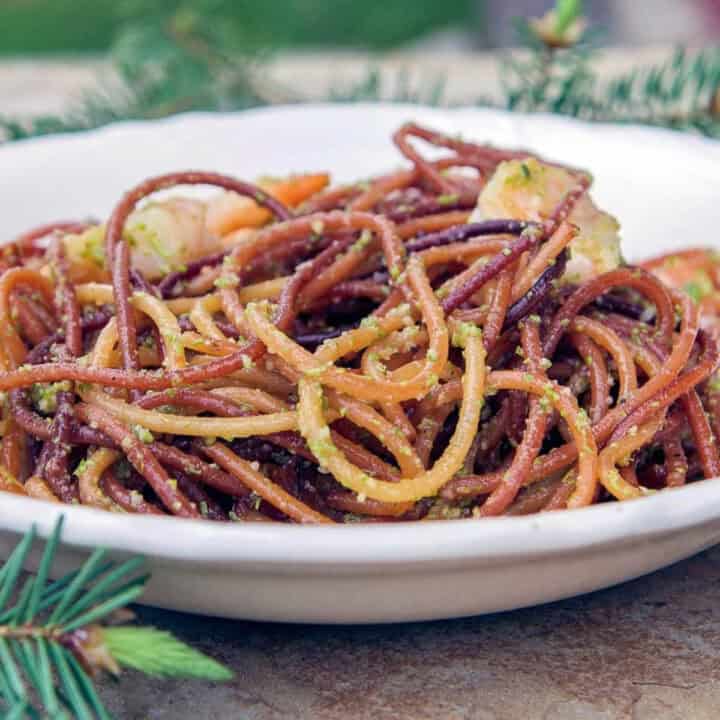 pasta with spruce tips pesto.