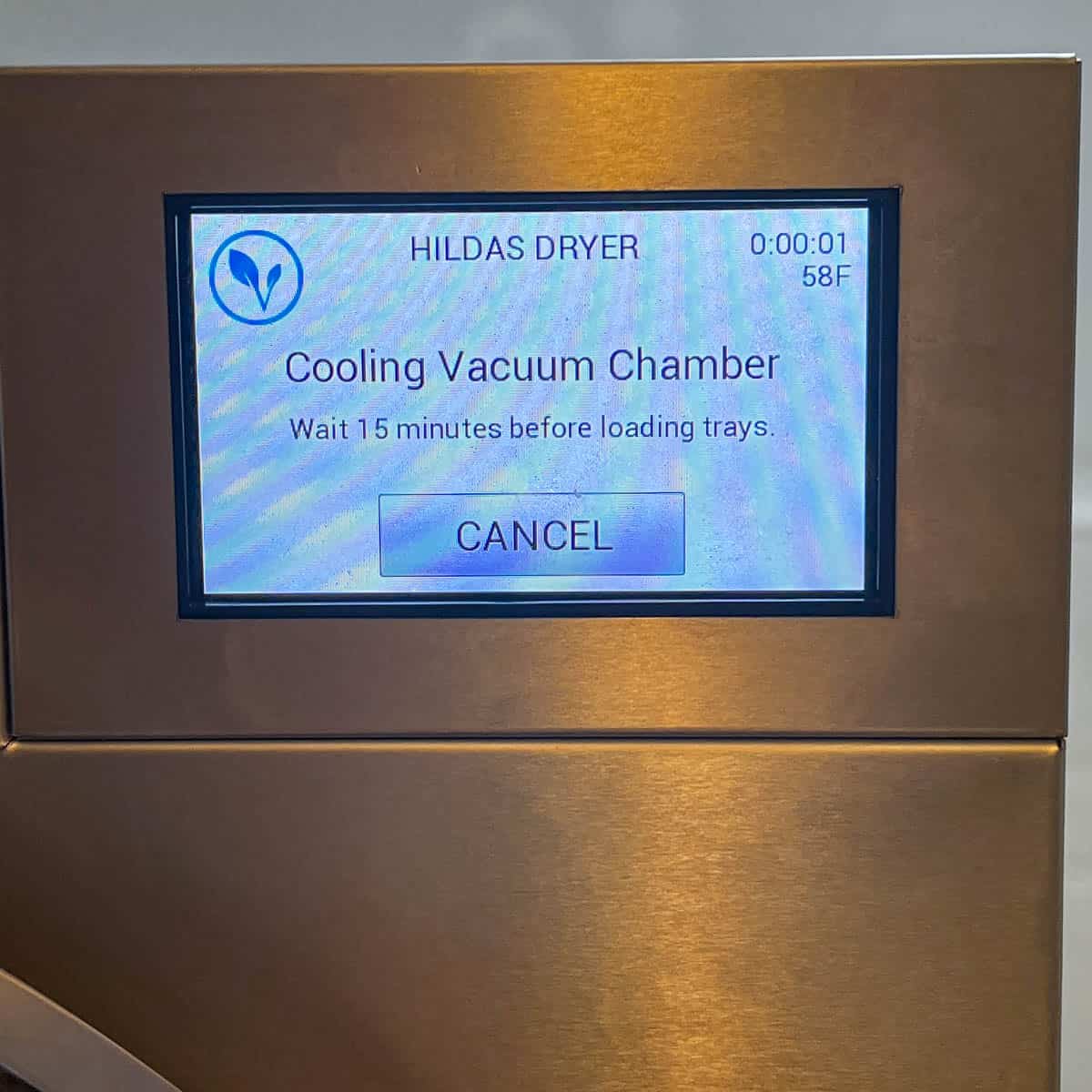 harvest right cooling chamber screen.