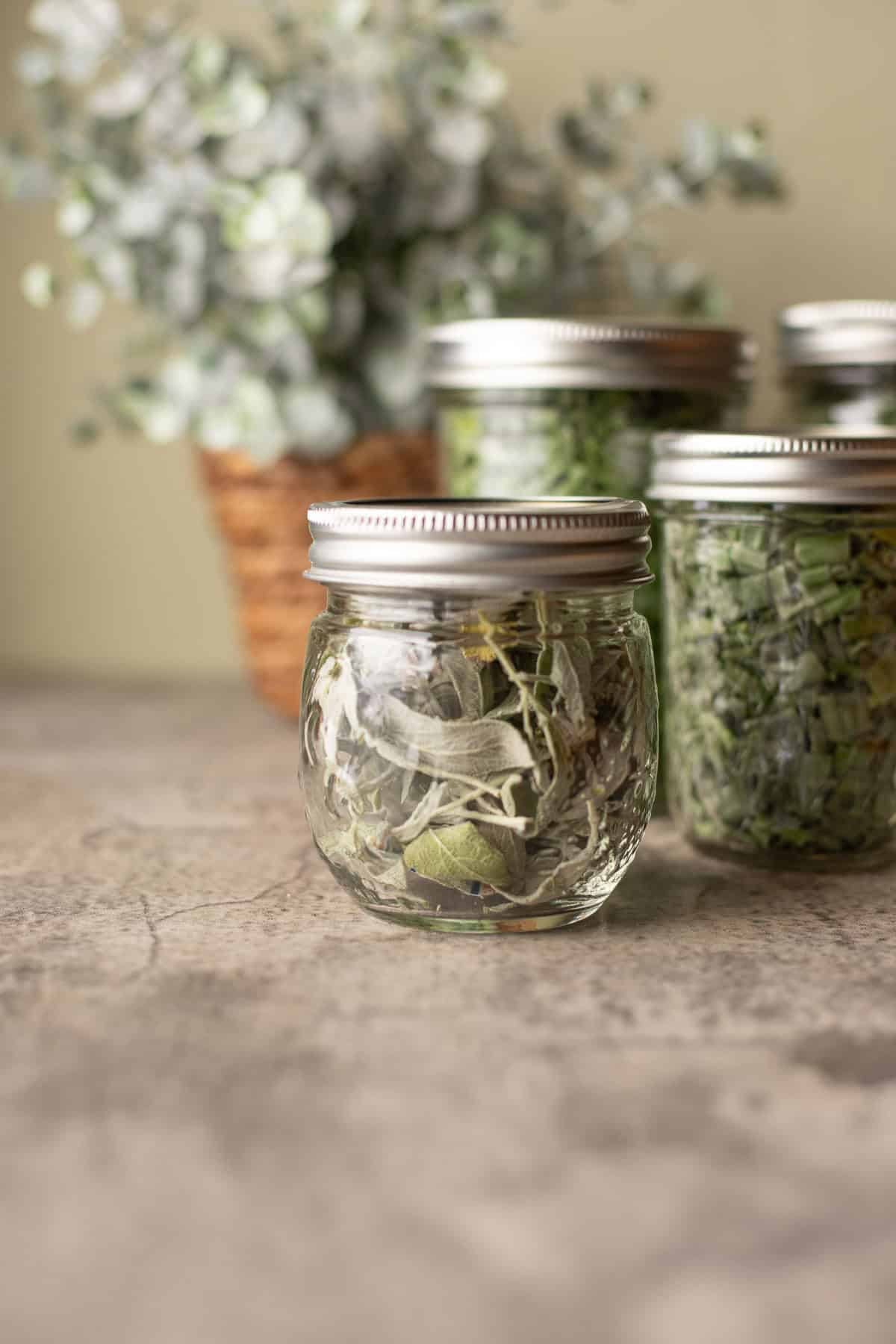 jars of freeze dried herbs