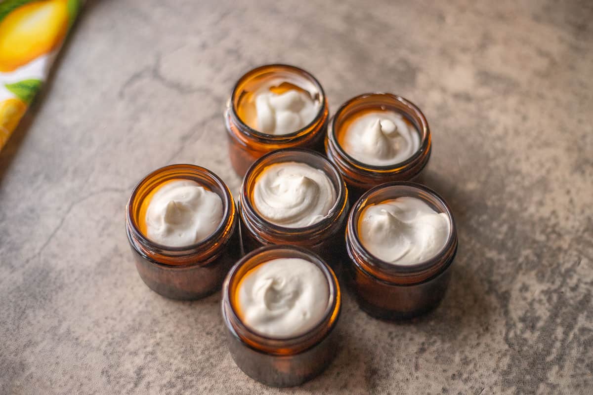 whipped tallow in amber jars