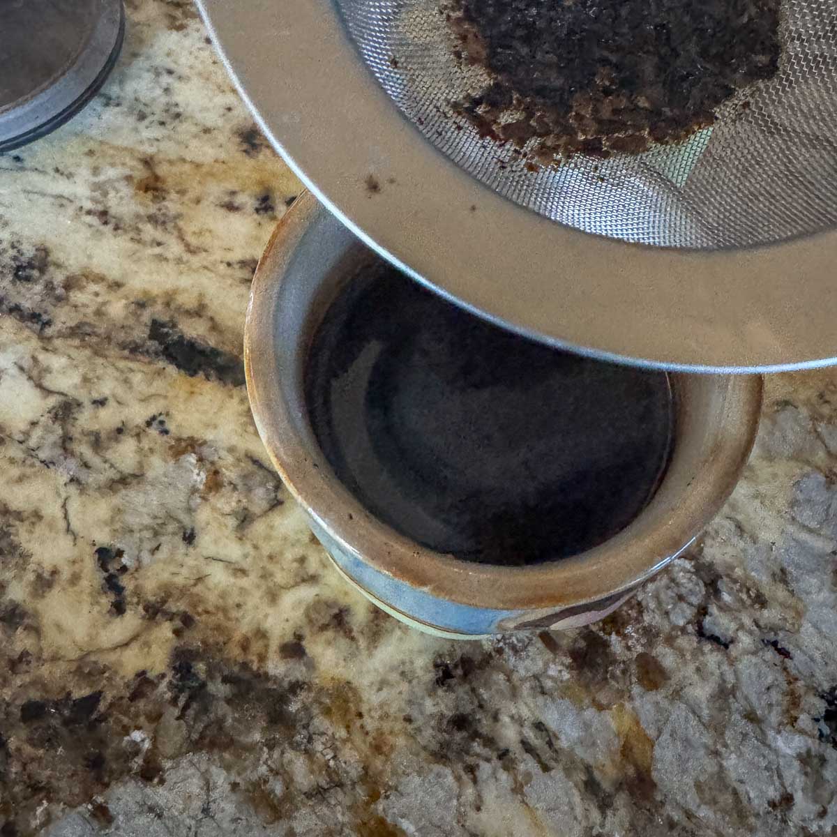 strained roasted dandelion root coffee