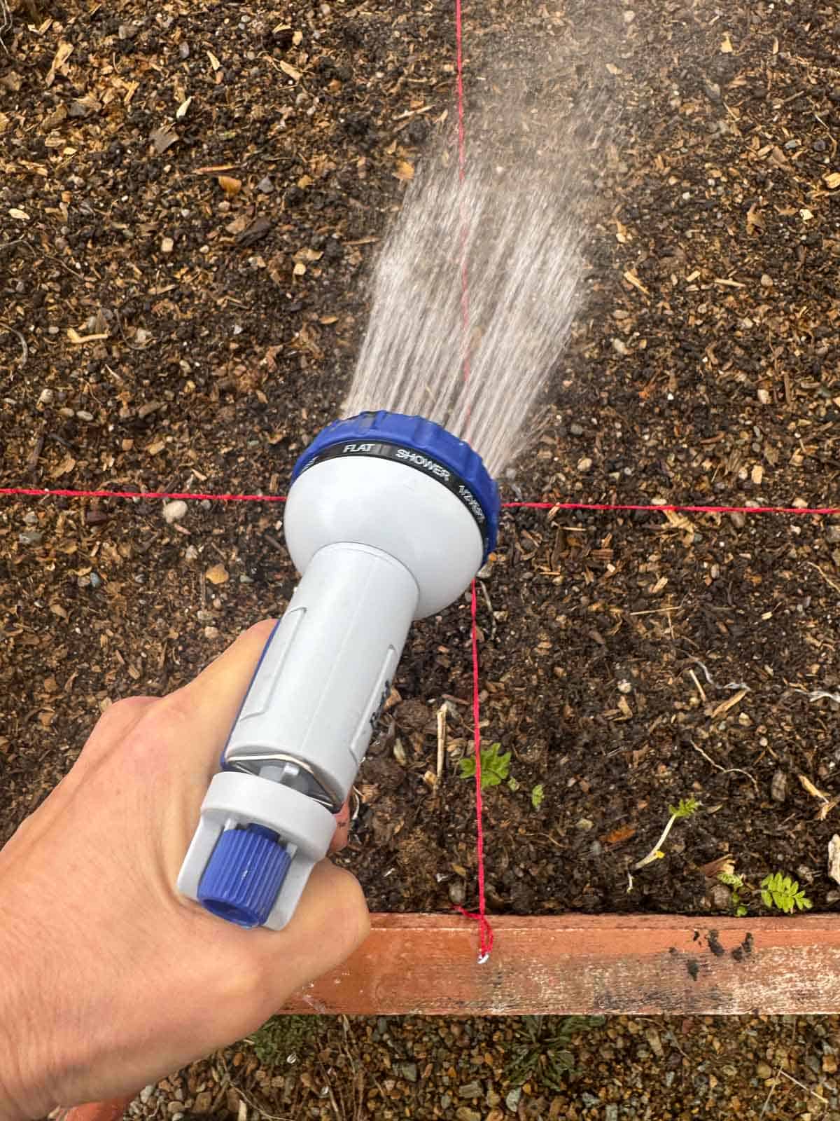 watering a planter box