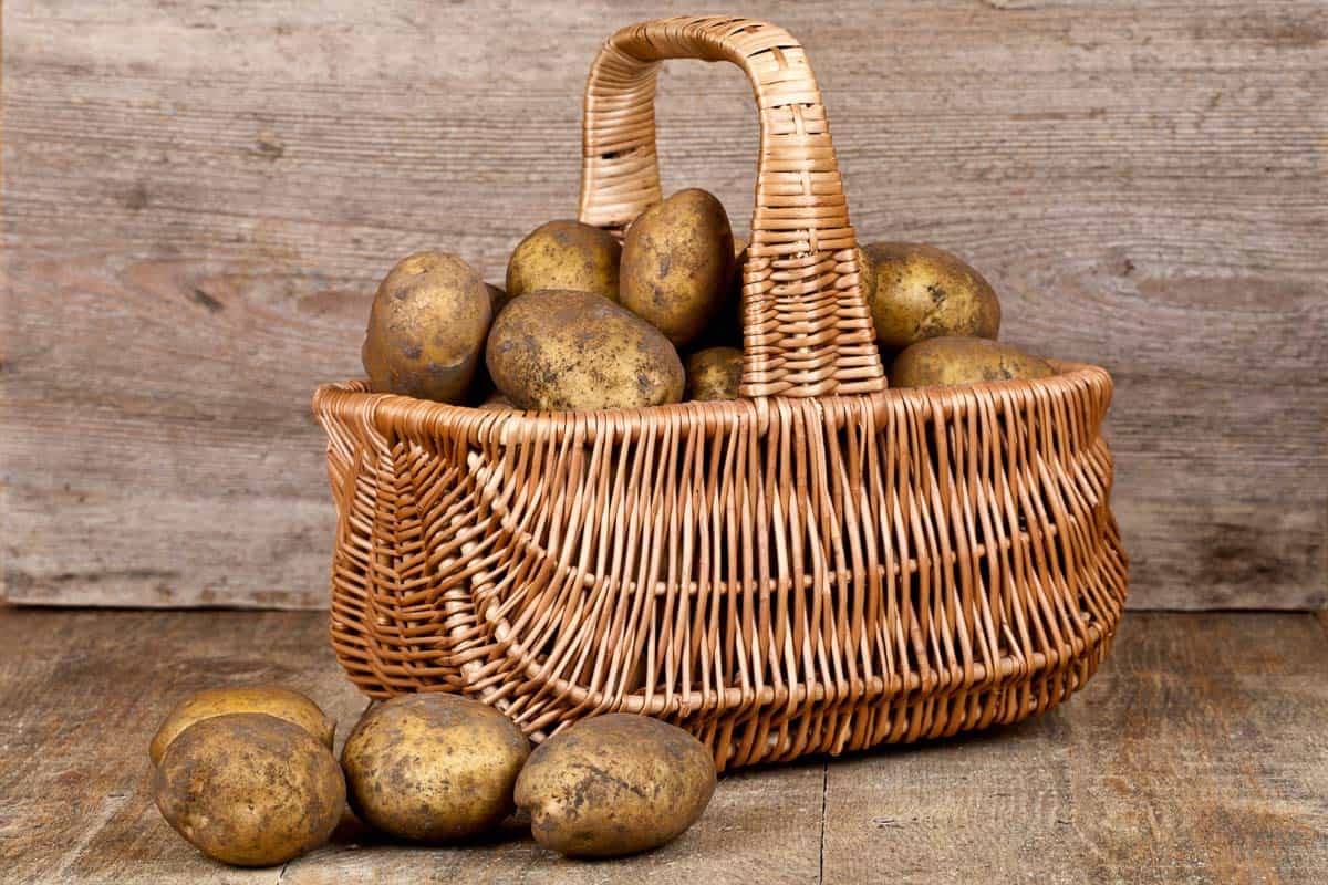 potatoes in a whicker basket