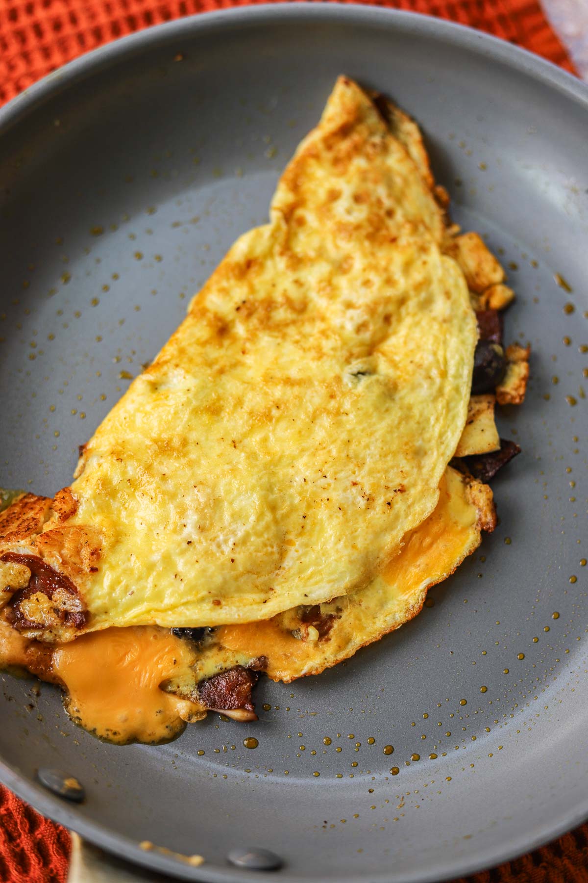 mushroom omelette in a pan