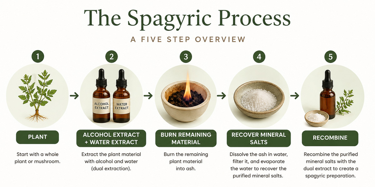 diagram showing the spagyric process