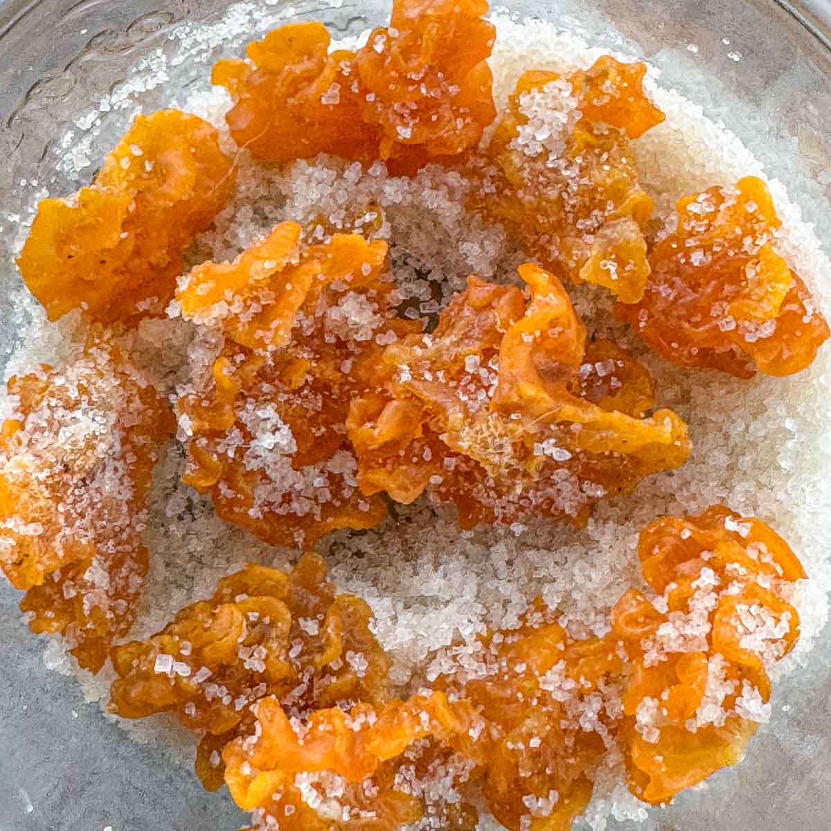 candied witches butter, coated in sugar